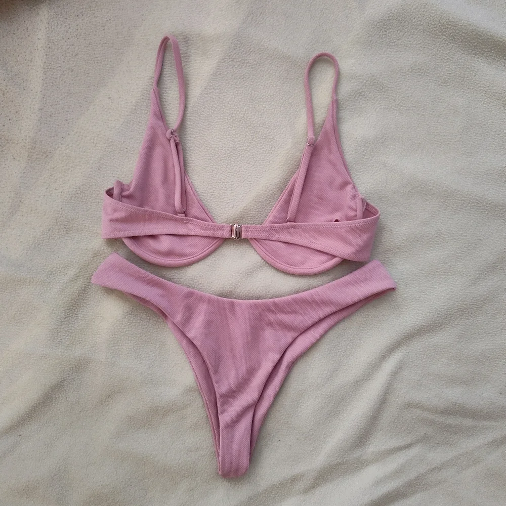 ZAFUL Muted Pink Thong Bikini Sz Medium - Picture 2 of 5